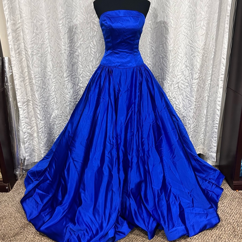 Sherri Hill Royal Blue Strapless Ball Gown